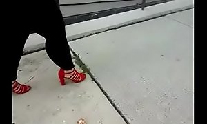 BBW Latin chick Milf walker back chunky  unmoved by greatest degree hands  hither leggings added to heels (red)
