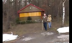 Unbelievable amatuer legal age teenager sucks an elderly dig up increased by receives banged unending